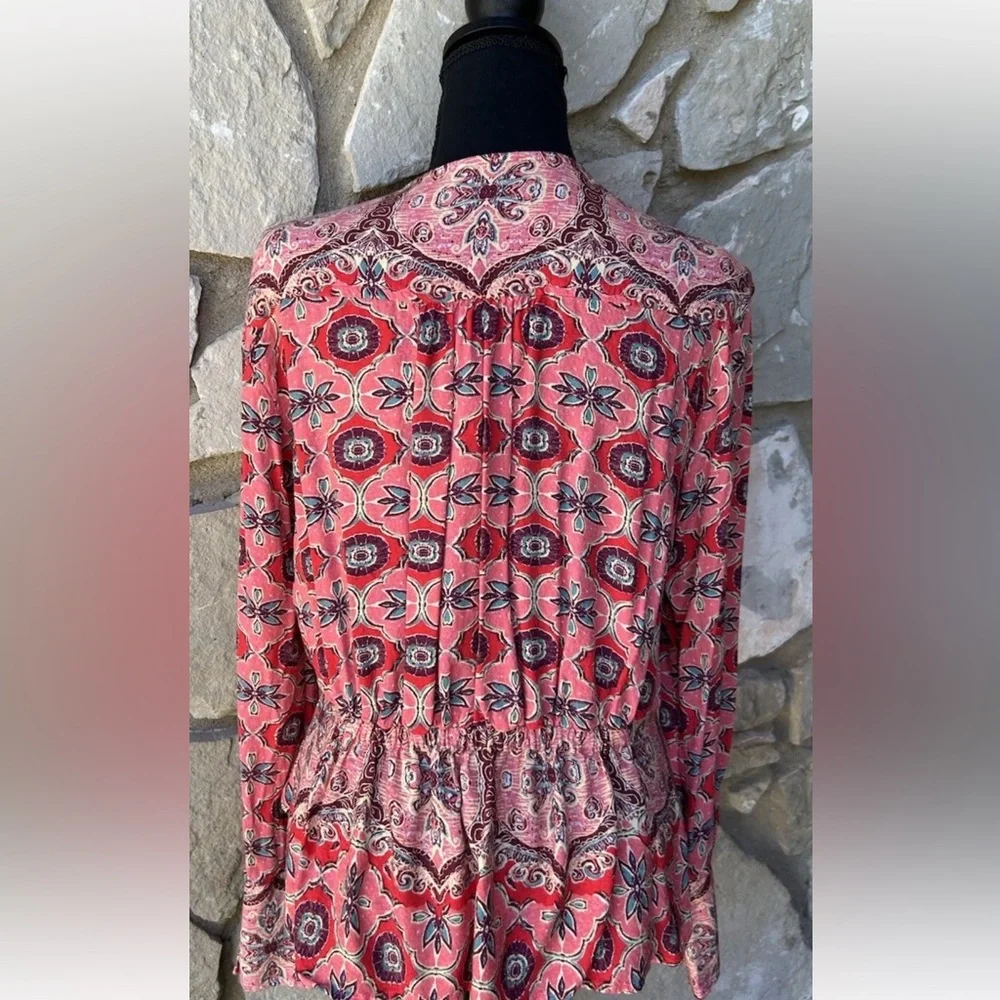 Free People Falling For You Top Medium Faux Wrap Hibiscus‎ Combo Excellent - Picture 7 of 12
